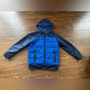 reversible The North Face spring fall Kids Blue Puffer Jacket coat read 10 12